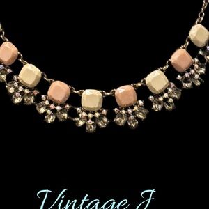 2/$25 J Crew Factory Gold-Tone Collar Necklace with Blush and Cream Stones